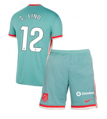 Atletico Madrid Samuel Lino #12 Segunda Equipación Niños 2024-25 Manga Corta (+ Pantalones cortos)